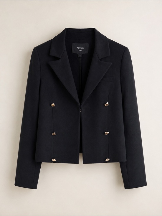 Aleeza Paris Jackets & Blazers - ALEEZA PARIS Black Cropped Blazer – Size Large – NWT